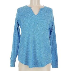 AE Long-Sleeve Waffle Plush Tee Blue  M NWT